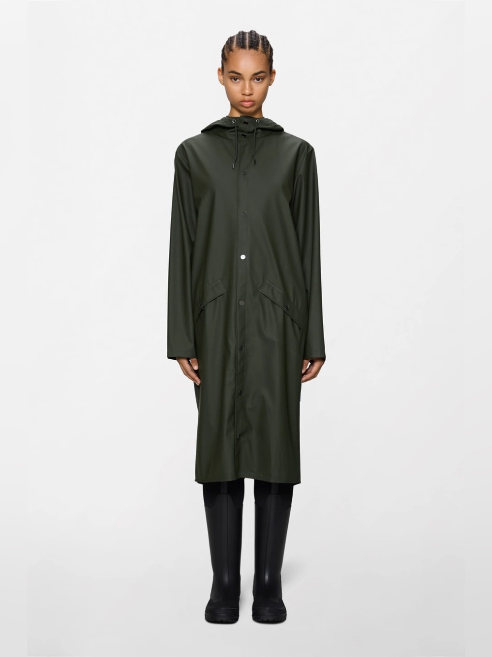 Rains Long Jacket W3 In Green Size L